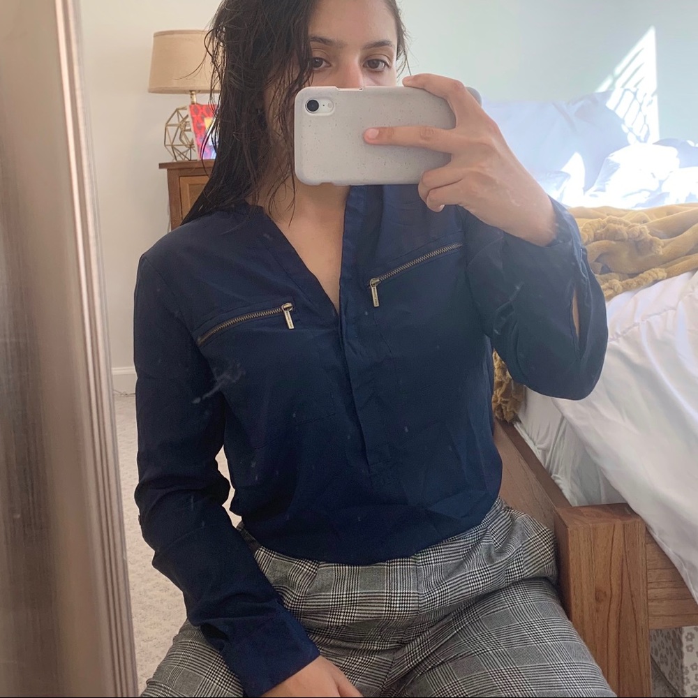 Professional navy blue blouse by Michael Kors